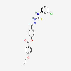 4-(2-((3-Chloroanilino)carbothioyl)carbohydrazonoyl)phenyl 4-propoxybenzoate