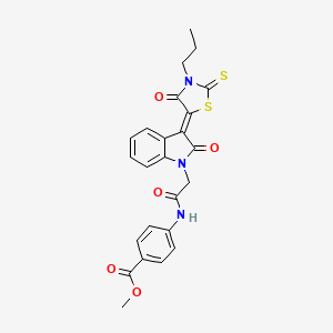 methyl 4-({[(3Z)-2-oxo-3-(4-oxo-3-propyl-2-thioxo-1,3-thiazolidin-5-ylidene)-2,3-dihydro-1H-indol-1-yl]acetyl}amino)benzoate