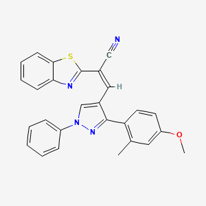 molecular formula C27H20N4OS B12021439 (2Z)-2-(1,3-Benzothiazol-2-YL)-3-[3-(4-methoxy-2-methylphenyl)-1-phenyl-1H-pyrazol-4-YL]-2-propenenitrile 