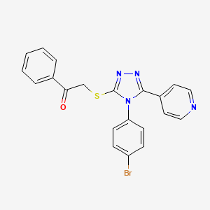 molecular formula C21H15BrN4OS B12021451 2-[[4-(4-bromophenyl)-5-pyridin-4-yl-1,2,4-triazol-3-yl]sulfanyl]-1-phenylethanone CAS No. 431990-81-7