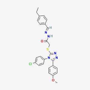 2-{[4-(4-chlorophenyl)-5-(4-methoxyphenyl)-4H-1,2,4-triazol-3-yl]sulfanyl}-N'-[(E)-(4-ethylphenyl)methylidene]acetohydrazide