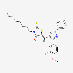 molecular formula C28H30ClN3O2S2 B12021505 (5Z)-5-{[3-(3-Chloro-4-methoxyphenyl)-1-phenyl-1H-pyrazol-4-YL]methylene}-3-octyl-2-thioxo-1,3-thiazolidin-4-one CAS No. 624724-58-9