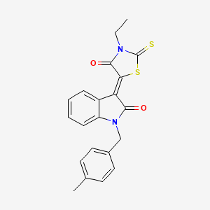 molecular formula C21H18N2O2S2 B12021520 (3Z)-3-(3-ethyl-4-oxo-2-thioxo-1,3-thiazolidin-5-ylidene)-1-(4-methylbenzyl)-1,3-dihydro-2H-indol-2-one CAS No. 617694-96-9