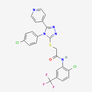 molecular formula C22H14Cl2F3N5OS B12021540 2-{[4-(4-Chlorophenyl)-5-(4-pyridinyl)-4H-1,2,4-triazol-3-YL]sulfanyl}-N-[2-chloro-5-(trifluoromethyl)phenyl]acetamide 