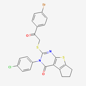 2-((2-(4-Bromophenyl)-2-oxoethyl)thio)-3-(4-chlorophenyl)-6,7-dihydro-3H-cyclopenta[4,5]thieno[2,3-d]pyrimidin-4(5H)-one