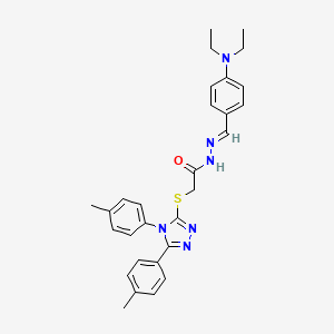 molecular formula C29H32N6OS B12021600 2-{[4,5-bis(4-methylphenyl)-4H-1,2,4-triazol-3-yl]sulfanyl}-N'-{(E)-[4-(diethylamino)phenyl]methylidene}acetohydrazide 