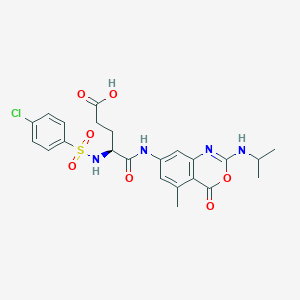 B1202161 7-(4-Chlorophenylsulfonyl-L-glutamyl)amino-5-methyl-2-isopropylamino-4H-3,1-benzoxazin-4-one CAS No. 138006-80-1