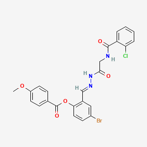 molecular formula C24H19BrClN3O5 B12021615 4-BR-2-(2-(((2-Chlorobenzoyl)amino)AC)carbohydrazonoyl)phenyl 4-methoxybenzoate CAS No. 769150-09-6