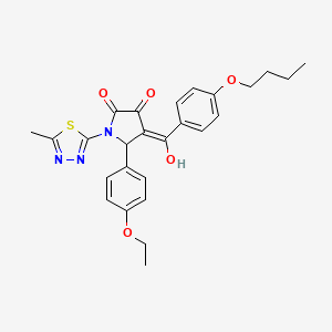 molecular formula C26H27N3O5S B12021637 4-(4-Butoxybenzoyl)-5-(4-ethoxyphenyl)-3-hydroxy-1-(5-methyl-1,3,4-thiadiazol-2-yl)-1H-pyrrol-2(5H)-one CAS No. 609795-75-7