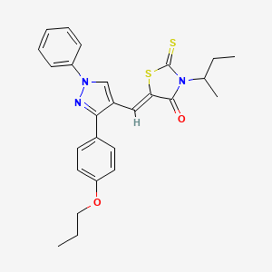 molecular formula C26H27N3O2S2 B12021639 (5Z)-3-sec-butyl-5-{[1-phenyl-3-(4-propoxyphenyl)-1H-pyrazol-4-yl]methylene}-2-thioxo-1,3-thiazolidin-4-one CAS No. 623935-32-0