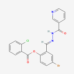 4-Bromo-2-(2-(3-pyridinylcarbonyl)carbohydrazonoyl)phenyl 2-chlorobenzoate