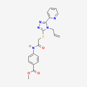 molecular formula C20H19N5O3S B12021649 Methyl 4-(2-((4-allyl-5-(pyridin-2-yl)-4H-1,2,4-triazol-3-yl)thio)acetamido)benzoate CAS No. 577764-59-1