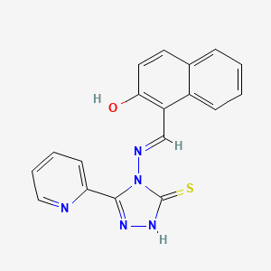 1-(((3-Mercapto-5-(2-pyridinyl)-4H-1,2,4-triazol-4-YL)imino)methyl)-2-naphthol