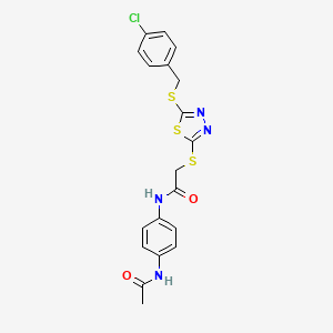 N-[4-(acetylamino)phenyl]-2-({5-[(4-chlorobenzyl)sulfanyl]-1,3,4-thiadiazol-2-yl}sulfanyl)acetamide