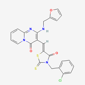 molecular formula C24H17ClN4O3S2 B12021734 3-{(Z)-[3-(2-Chlorobenzyl)-4-oxo-2-thioxo-1,3-thiazolidin-5-ylidene]methyl}-2-[(2-furylmethyl)amino]-4H-pyrido[1,2-A]pyrimidin-4-one CAS No. 609793-05-7