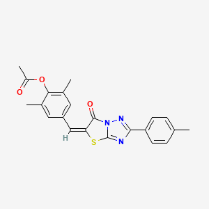 2,6-Dimethyl-4-[(E)-(2-(4-methylphenyl)-6-oxo[1,3]thiazolo[3,2-B][1,2,4]triazol-5(6H)-ylidene)methyl]phenyl acetate