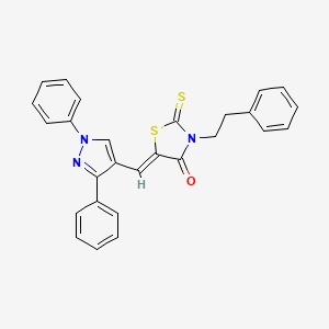 (5Z)-5-[(1,3-Diphenyl-1H-pyrazol-4-YL)methylene]-3-(2-phenylethyl)-2-thioxo-1,3-thiazolidin-4-one