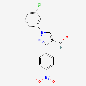 molecular formula C16H10ClN3O3 B12021817 1-(3-Chlorophenyl)-3-(4-nitrophenyl)-1H-pyrazole-4-carbaldehyde CAS No. 618101-72-7