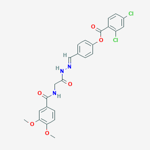 [4-[(E)-[[2-[(3,4-dimethoxybenzoyl)amino]acetyl]hydrazinylidene]methyl]phenyl] 2,4-dichlorobenzoate