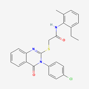 molecular formula C25H22ClN3O2S B12021888 2-{[3-(4-chlorophenyl)-4-oxo-3,4-dihydroquinazolin-2-yl]sulfanyl}-N-(2-ethyl-6-methylphenyl)acetamide CAS No. 763114-88-1