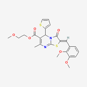 molecular formula C24H24N2O6S2 B12021910 2-Methoxyethyl 2-(2,3-dimethoxybenzylidene)-7-methyl-3-oxo-5-(thiophen-2-yl)-3,5-dihydro-2H-thiazolo[3,2-a]pyrimidine-6-carboxylate CAS No. 618072-19-8