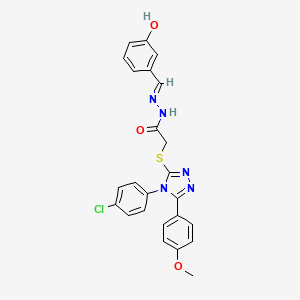 2-{[4-(4-chlorophenyl)-5-(4-methoxyphenyl)-4H-1,2,4-triazol-3-yl]sulfanyl}-N'-[(E)-(3-hydroxyphenyl)methylidene]acetohydrazide