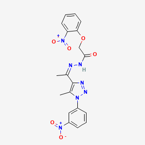 molecular formula C19H17N7O6 B12022043 N'-{(Z)-1-[5-methyl-1-(3-nitrophenyl)-1H-1,2,3-triazol-4-yl]ethylidene}-2-(2-nitrophenoxy)acetohydrazide CAS No. 624725-57-1