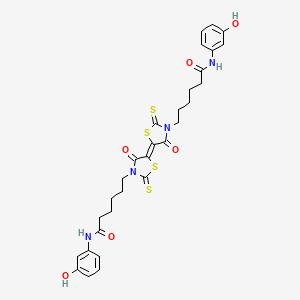 N-(3-hydroxyphenyl)-6-[(5E)-5-(3-{6-[(3-hydroxyphenyl)amino]-6-oxohexyl}-4-oxo-2-thioxo-1,3-thiazolidin-5-ylidene)-4-oxo-2-thioxo-1,3-thiazolidin-3-yl]hexanamide