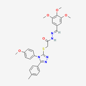 2-{[4-(4-methoxyphenyl)-5-(4-methylphenyl)-4H-1,2,4-triazol-3-yl]sulfanyl}-N'-[(E)-(3,4,5-trimethoxyphenyl)methylidene]acetohydrazide