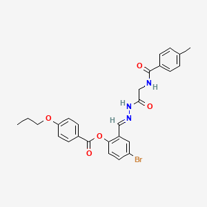 molecular formula C27H26BrN3O5 B12022154 4-BR-2-(2-(((4-Methylbenzoyl)amino)AC)carbohydrazonoyl)phenyl 4-propoxybenzoate CAS No. 769151-58-8