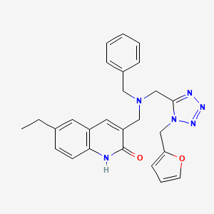 molecular formula C26H26N6O2 B1202216 6-ethyl-3-[[[1-(2-furanylmethyl)-5-tetrazolyl]methyl-(phenylmethyl)amino]methyl]-1H-quinolin-2-one 