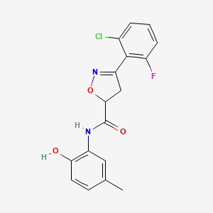 molecular formula C17H14ClFN2O3 B1202217 3-(2-chloro-6-fluorophenyl)-N-(2-hydroxy-5-methylphenyl)-4,5-dihydroisoxazole-5-carboxamide 