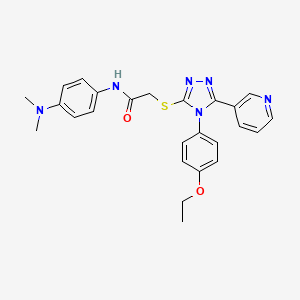 molecular formula C25H26N6O2S B12022193 N-[4-(dimethylamino)phenyl]-2-{[4-(4-ethoxyphenyl)-5-(pyridin-3-yl)-4H-1,2,4-triazol-3-yl]sulfanyl}acetamide 