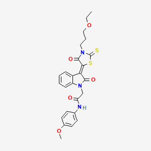 molecular formula C25H25N3O5S2 B12022197 2-{(3Z)-3-[3-(3-ethoxypropyl)-4-oxo-2-thioxo-1,3-thiazolidin-5-ylidene]-2-oxo-2,3-dihydro-1H-indol-1-yl}-N-(4-methoxyphenyl)acetamide 