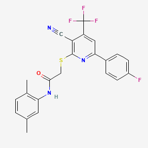 2-{[3-cyano-6-(4-fluorophenyl)-4-(trifluoromethyl)-2-pyridinyl]sulfanyl}-N-(2,5-dimethylphenyl)acetamide