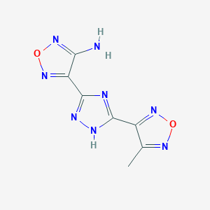 molecular formula C7H6N8O2 B1202224 4-[5-(4-methyl-1,2,5-oxadiazol-3-yl)-1H-1,2,4-triazol-3-yl]-1,2,5-oxadiazol-3-amine 