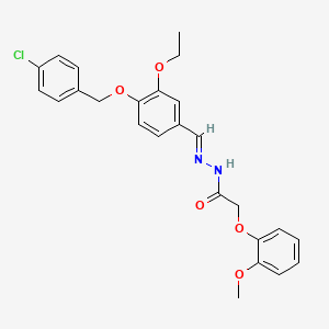 molecular formula C25H25ClN2O5 B12022249 N'-(4-((4-Chlorobenzyl)oxy)-3-ethoxybenzylidene)-2-(2-meo-phenoxy)acetohydrazide CAS No. 528835-00-9