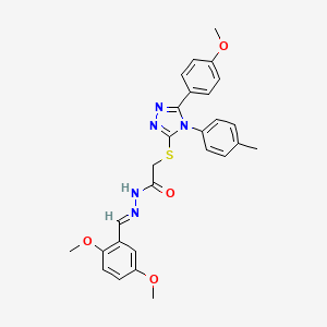 N'-[(E)-(2,5-dimethoxyphenyl)methylidene]-2-{[5-(4-methoxyphenyl)-4-(4-methylphenyl)-4H-1,2,4-triazol-3-yl]sulfanyl}acetohydrazide