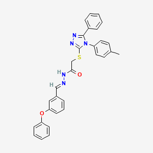 (E)-N'-(3-Phenoxybenzylidene)-2-(5-phenyl-4-p-tolyl-4H-1,2,4-triazol-3-ylthio)acetohydrazide