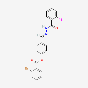 molecular formula C21H14BrIN2O3 B12022343 4-(2-(2-Iodobenzoyl)carbohydrazonoyl)phenyl 2-bromobenzoate CAS No. 765298-40-6