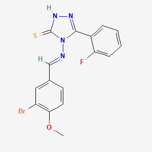 molecular formula C16H12BrFN4OS B12022379 4-((3-Bromo-4-methoxybenzylidene)amino)-3-(2-fluorophenyl)-1H-1,2,4-triazole-5(4H)-thione CAS No. 587011-93-6