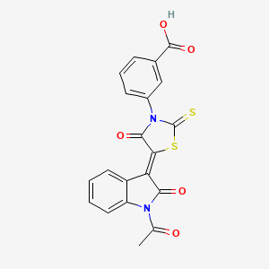 3-[(5Z)-5-(1-acetyl-2-oxo-1,2-dihydro-3H-indol-3-ylidene)-4-oxo-2-thioxo-1,3-thiazolidin-3-yl]benzoic acid