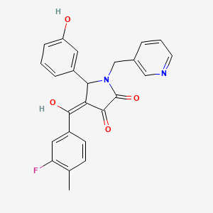 molecular formula C24H19FN2O4 B12022449 4-(3-Fluoro-4-methylbenzoyl)-3-hydroxy-5-(3-hydroxyphenyl)-1-(pyridin-3-ylmethyl)-1H-pyrrol-2(5H)-one CAS No. 618073-82-8