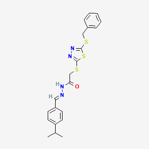 2-{[5-(benzylsulfanyl)-1,3,4-thiadiazol-2-yl]sulfanyl}-N'-{(E)-[4-(propan-2-yl)phenyl]methylidene}acetohydrazide