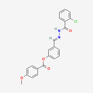 molecular formula C22H17ClN2O4 B12022499 3-(2-(2-Chlorobenzoyl)carbohydrazonoyl)phenyl 4-methoxybenzoate CAS No. 769146-77-2