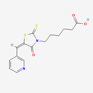 molecular formula C15H16N2O3S2 B12022506 6-(4-Oxo-5-(3-pyridinylmethylene)-2-thioxo-1,3-thiazolidin-3-YL)hexanoic acid 