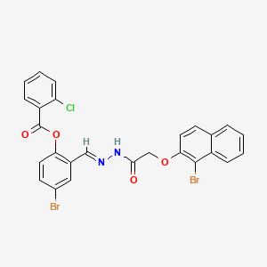 molecular formula C26H17Br2ClN2O4 B12022509 4-BR-2-(2-(((1-BR-2-Naphthyl)oxy)acetyl)carbohydrazonoyl)phenyl 2-chlorobenzoate CAS No. 765902-05-4