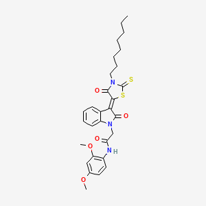 N-(2,4-dimethoxyphenyl)-2-[(3Z)-3-(3-octyl-4-oxo-2-thioxo-1,3-thiazolidin-5-ylidene)-2-oxo-2,3-dihydro-1H-indol-1-yl]acetamide