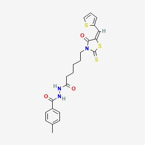 4-Methyl-N'-{6-[(5E)-4-oxo-5-(2-thienylmethylene)-2-thioxo-1,3-thiazolidin-3-YL]hexanoyl}benzohydrazide