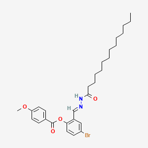 molecular formula C29H39BrN2O4 B12022805 4-Bromo-2-(2-tetradecanoylcarbohydrazonoyl)phenyl 4-methoxybenzoate CAS No. 767339-24-2